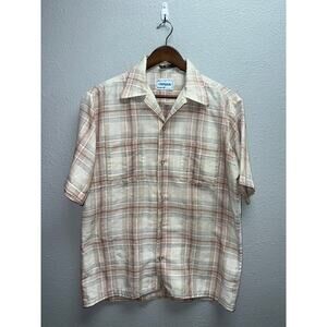 Vintage Campus Button Down Shirt Country Cloth Full Cut Man-Fit Tee Medium